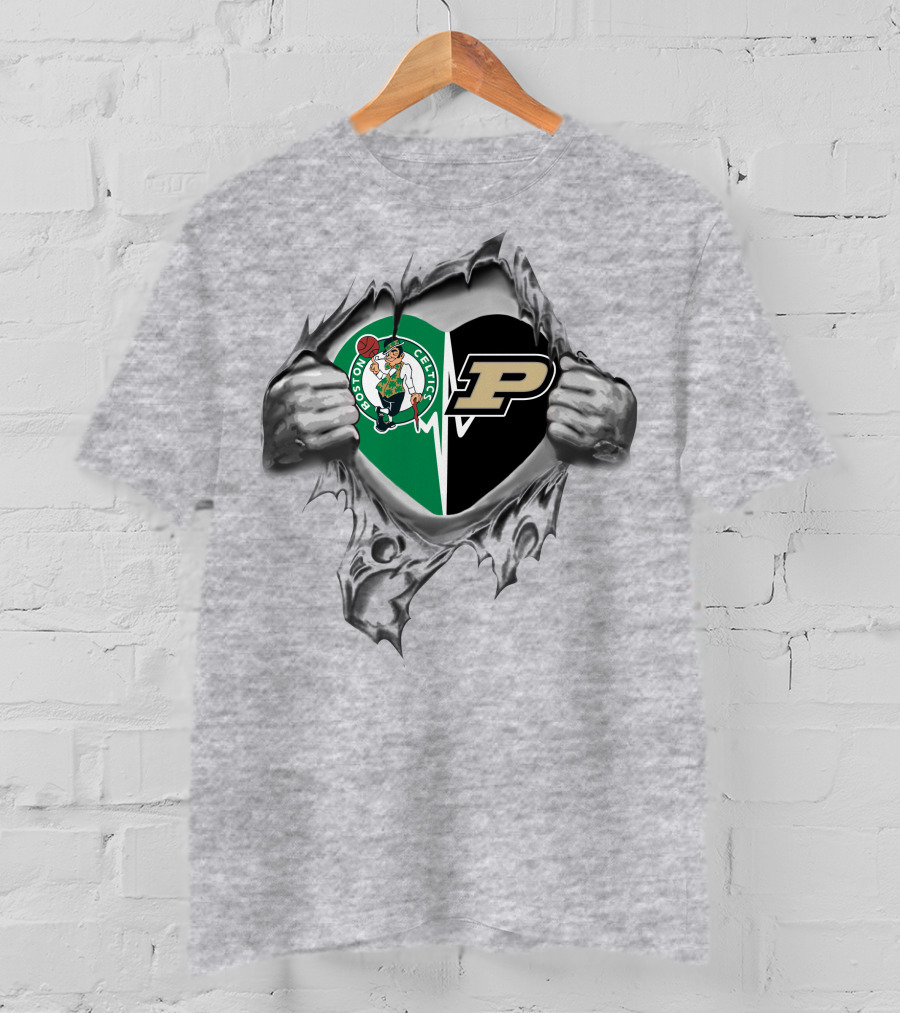 Boston Celtics Purdue Heartbeat Passion T-Shirt