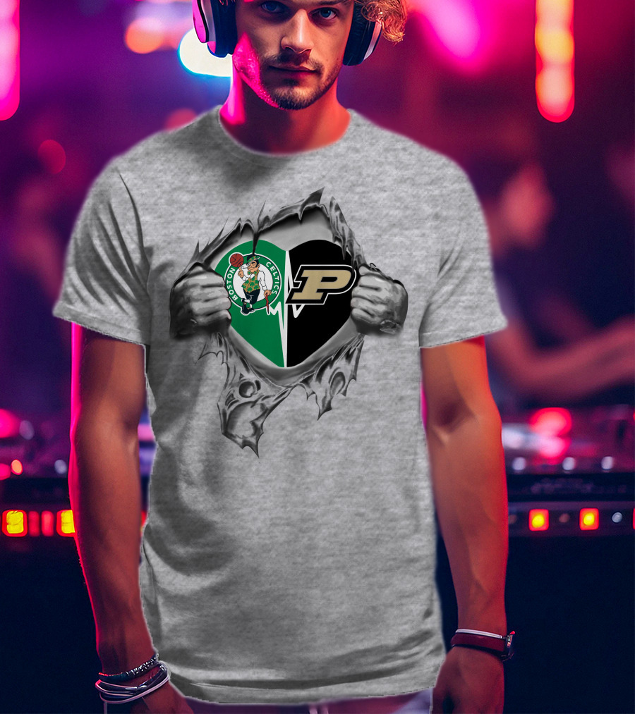 Boston Celtics Purdue Heartbeat Passion T-Shirt