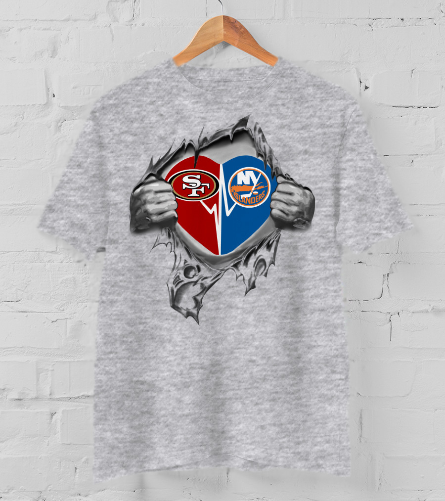 49ers Sf And Ny Islanders Heart T-Shirt