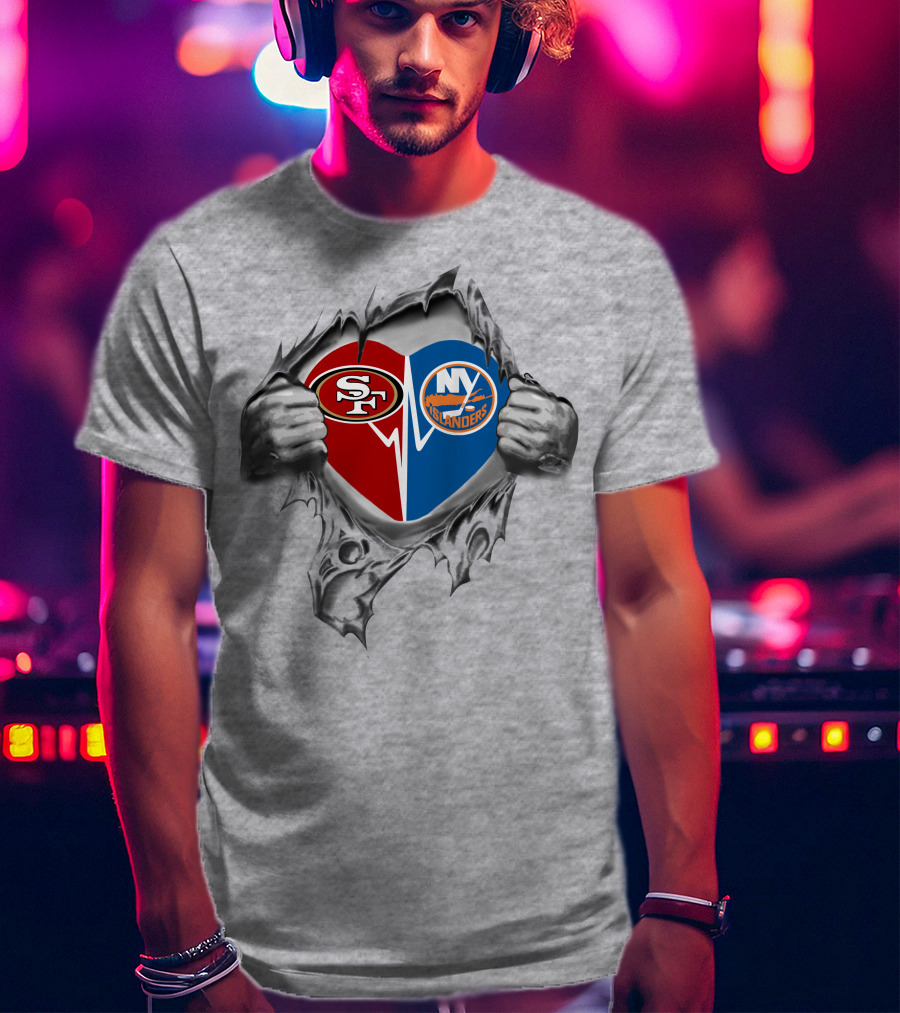49ers Sf And Ny Islanders Heart T-Shirt
