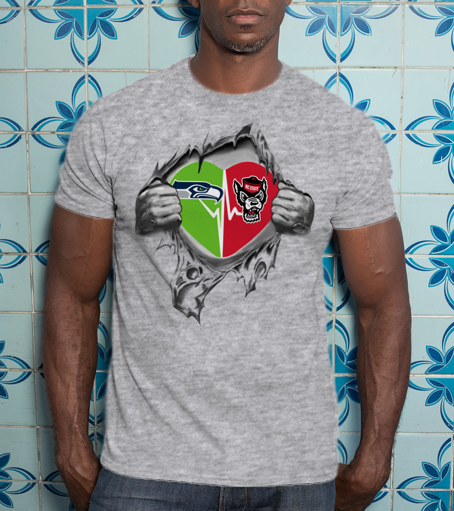 Seahawks Nc State Heartbeat Connection T-Shirt