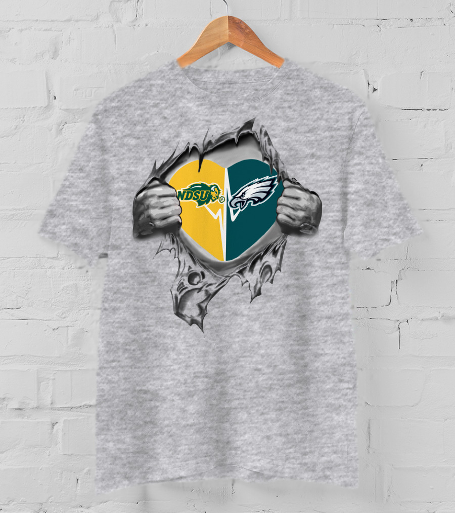 Eagles Ndsu Heart Torn Logo Integration T-Shirt