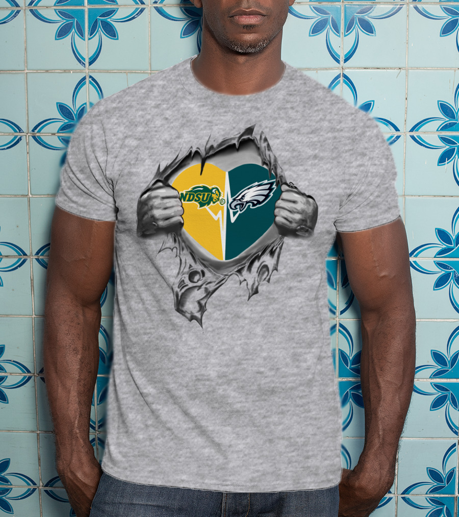 Eagles Ndsu Heart Torn Logo Integration T-Shirt