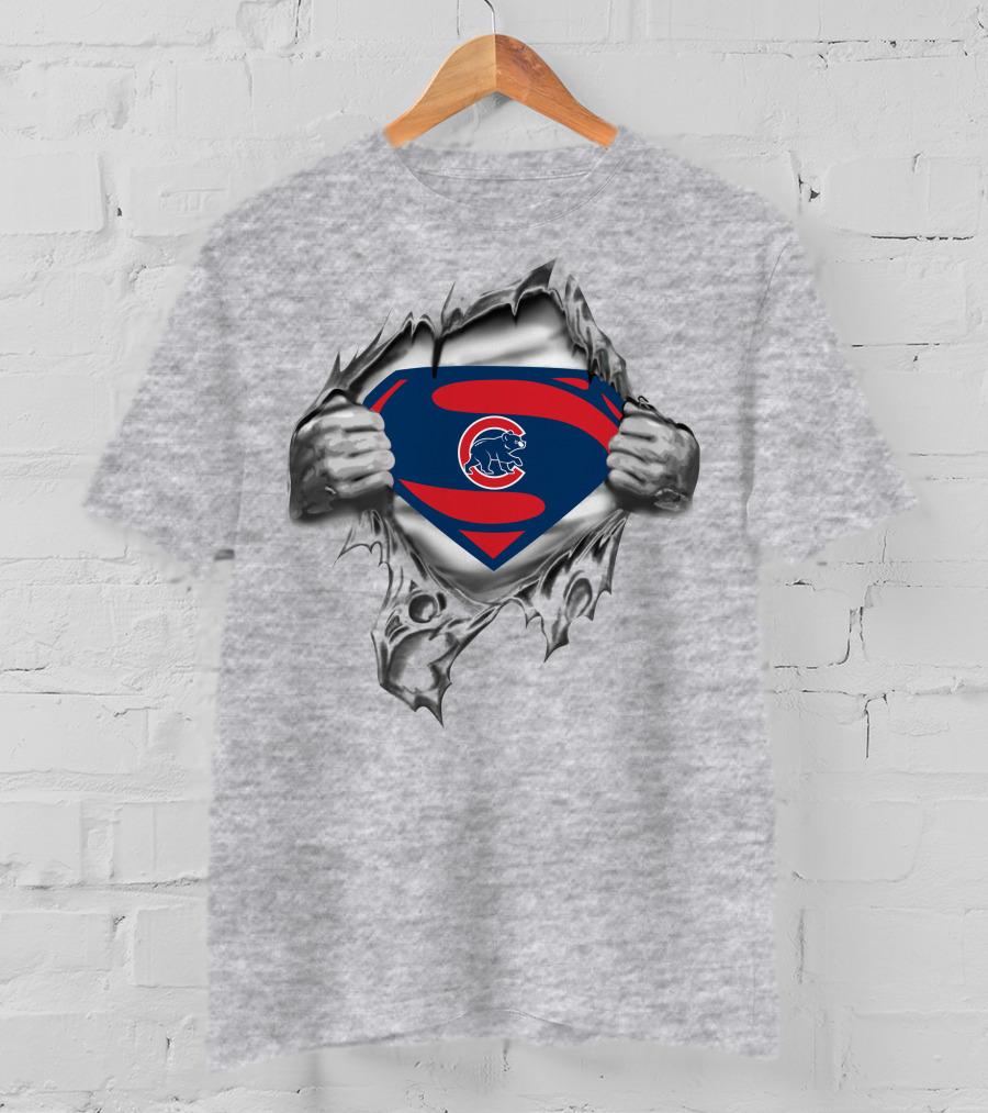 Chicago Cubs Superman Logo Fan Crossover T-Shirt