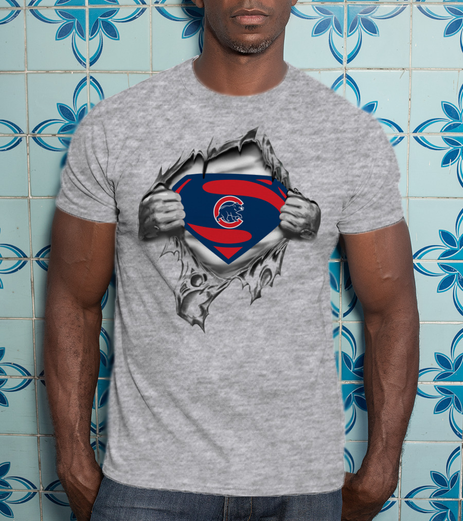 Chicago Cubs Superman Logo Fan Crossover T-Shirt