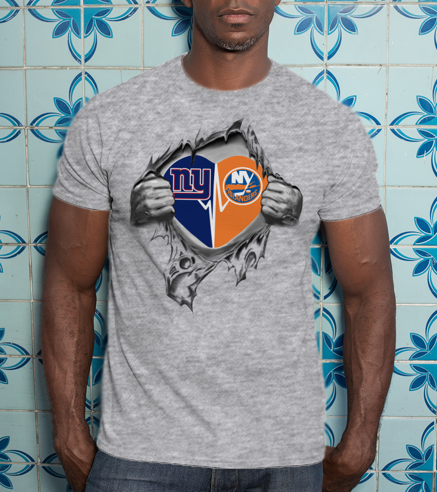 Ny Giants Islanders Heartbeat Love T-Shirt