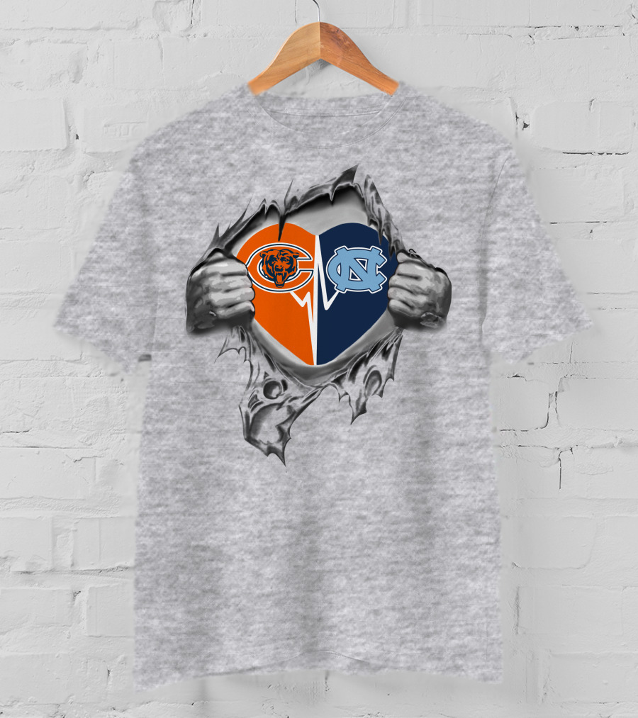 Bears And Tar Heels Heart Logo Revealed In Torn Fabric T-Shirt