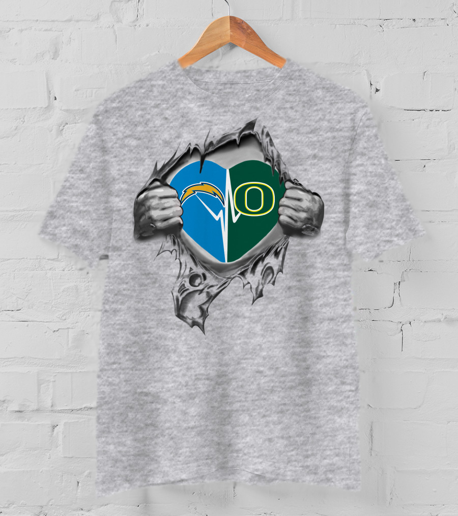 Chargers Logo Oregon Ducks Heartbeat T-Shirt