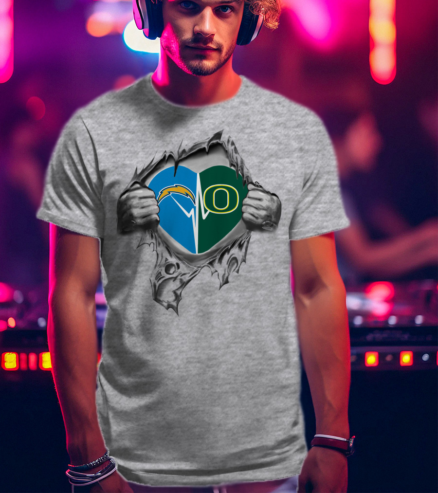 Chargers Logo Oregon Ducks Heartbeat T-Shirt