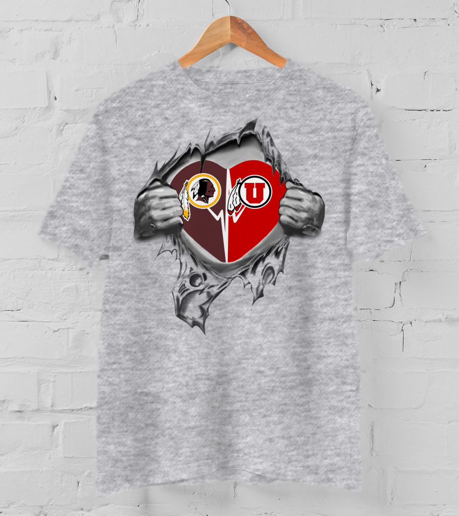 Redskins Utes Heart Logo Tear T-Shirt