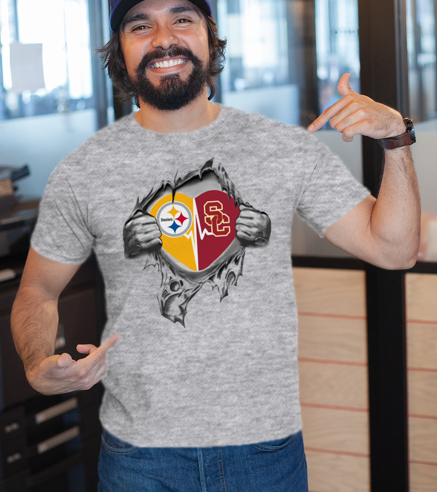 Steelers Usc Heartbeat Passion Fan Tribute T-Shirt