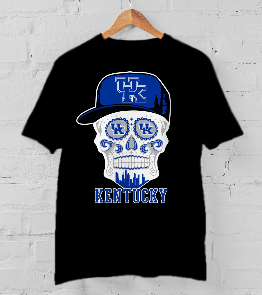 Kentucky Wildcats Skull Uk Hat Silhouette T-Shirt