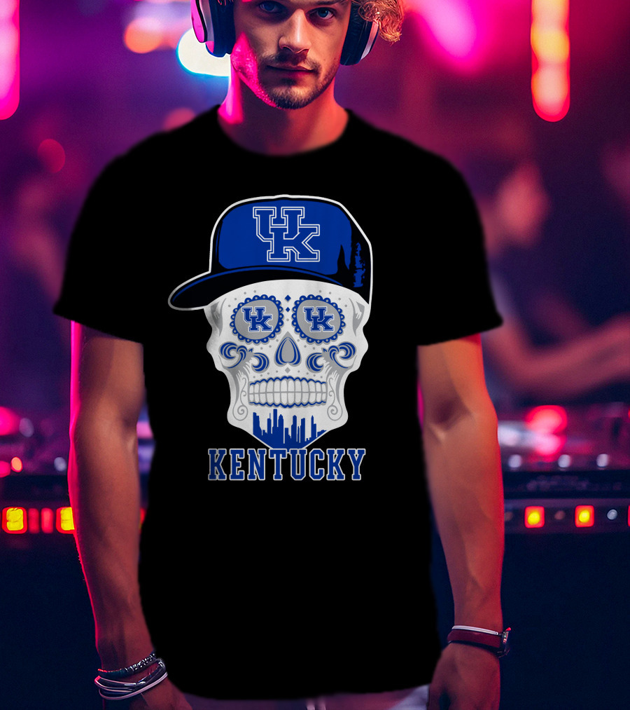 Kentucky Wildcats Skull Uk Hat Silhouette T-Shirt