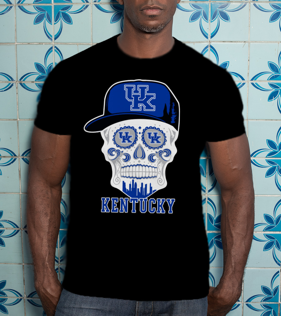 Kentucky Wildcats Skull Uk Hat Silhouette T-Shirt