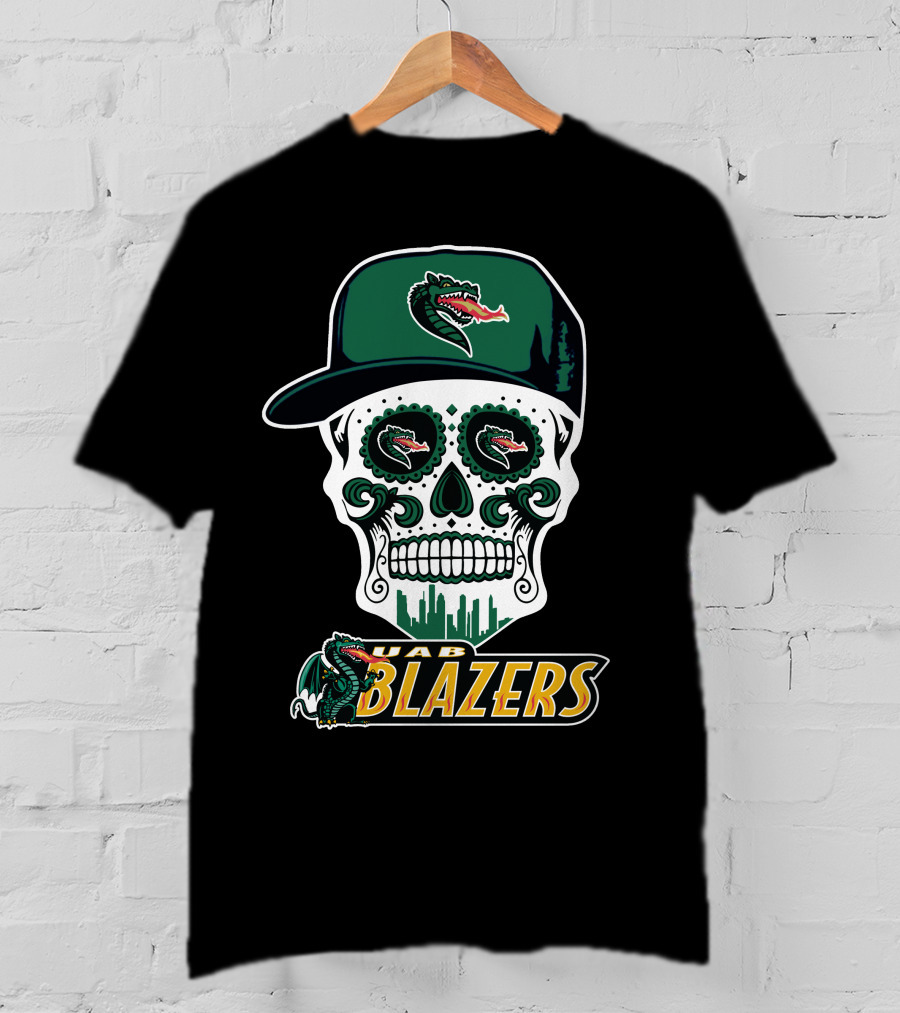 Uab Blazers Skull Sugar Day Of The Dead Style T-Shirt