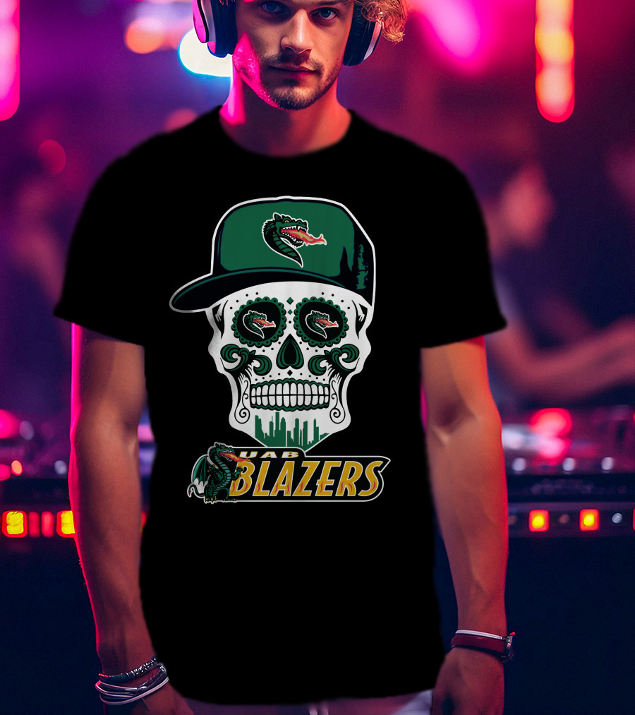 Uab Blazers Skull Sugar Day Of The Dead Style T-Shirt