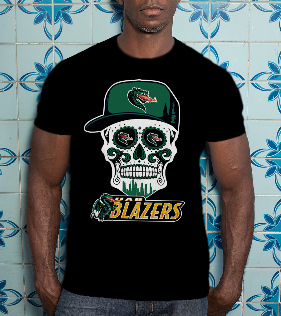 Uab Blazers Skull Sugar Day Of The Dead Style T-Shirt