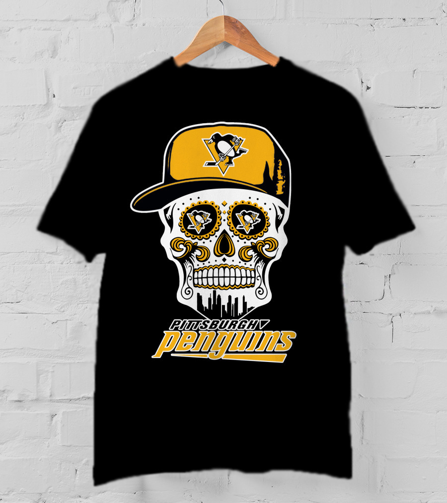 Pittsburgh Penguins Skull With Hat And Team T-Shirt