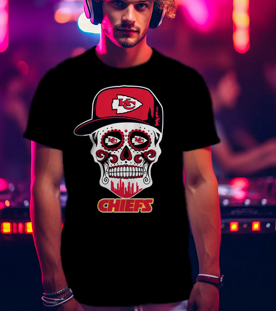 Chiefs Skull With Red Cap And Kansas City T-Shirt