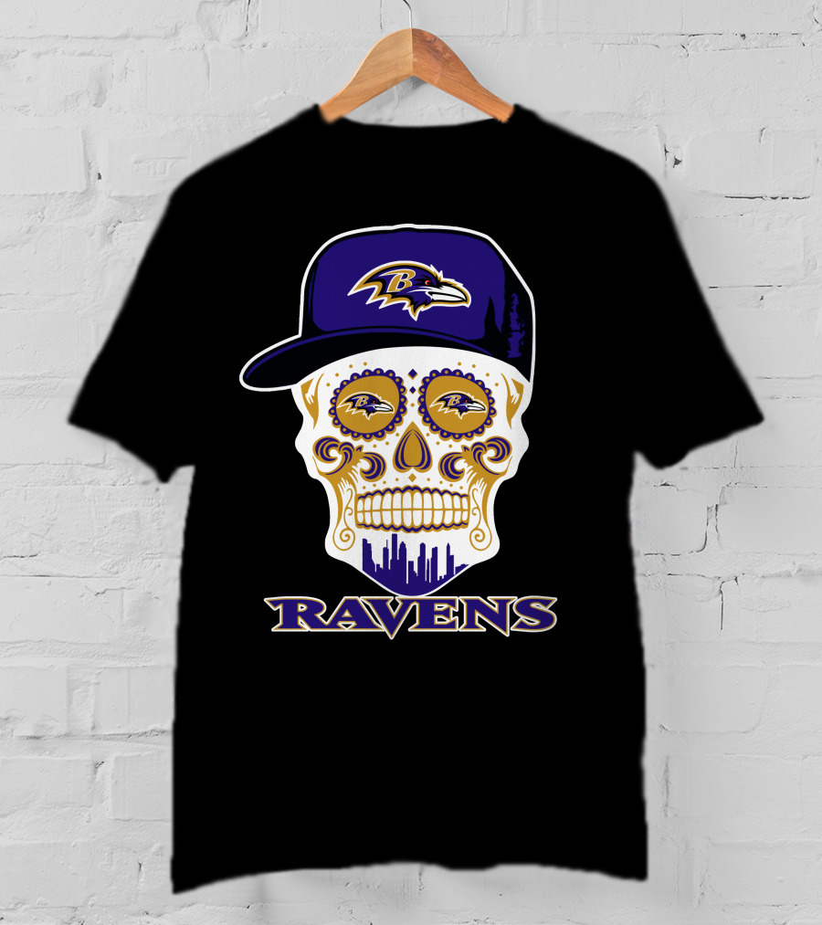 Ravens Skull With Hat And Baltimore Ravens T-Shirt