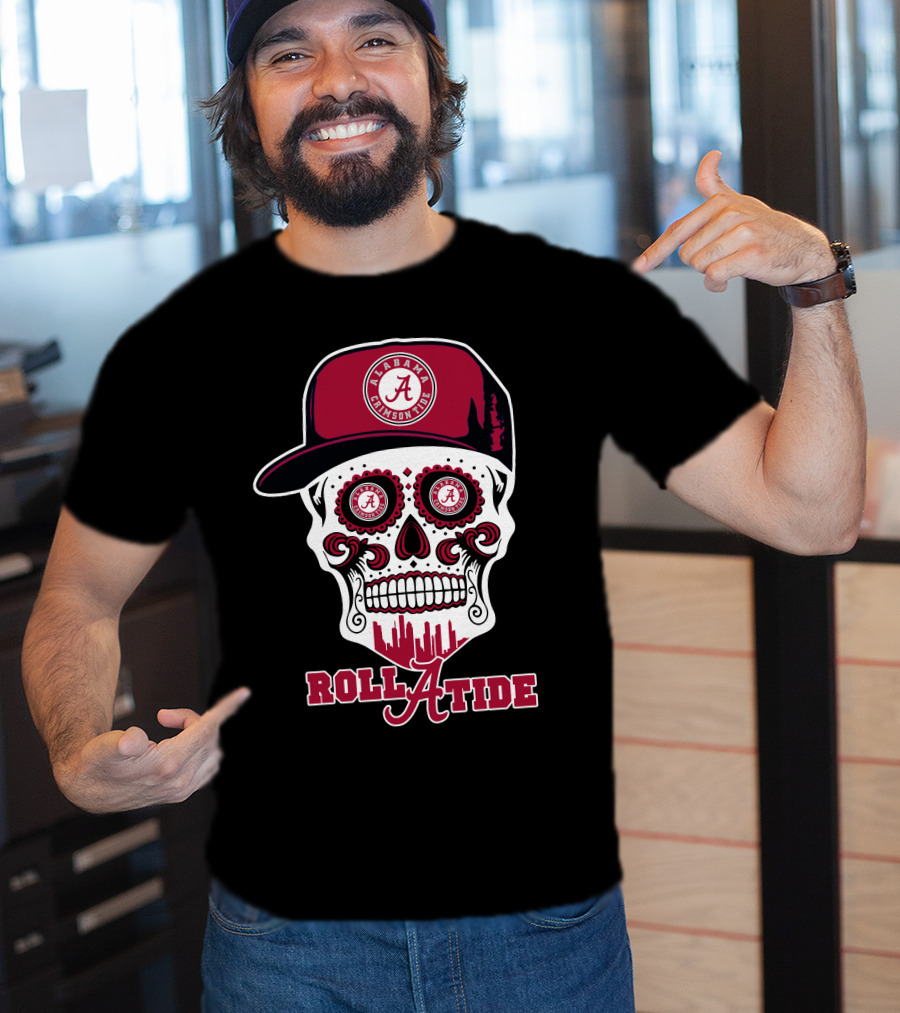 Roll Tide Alabama Crimson Tide Skull Hat T-Shirt