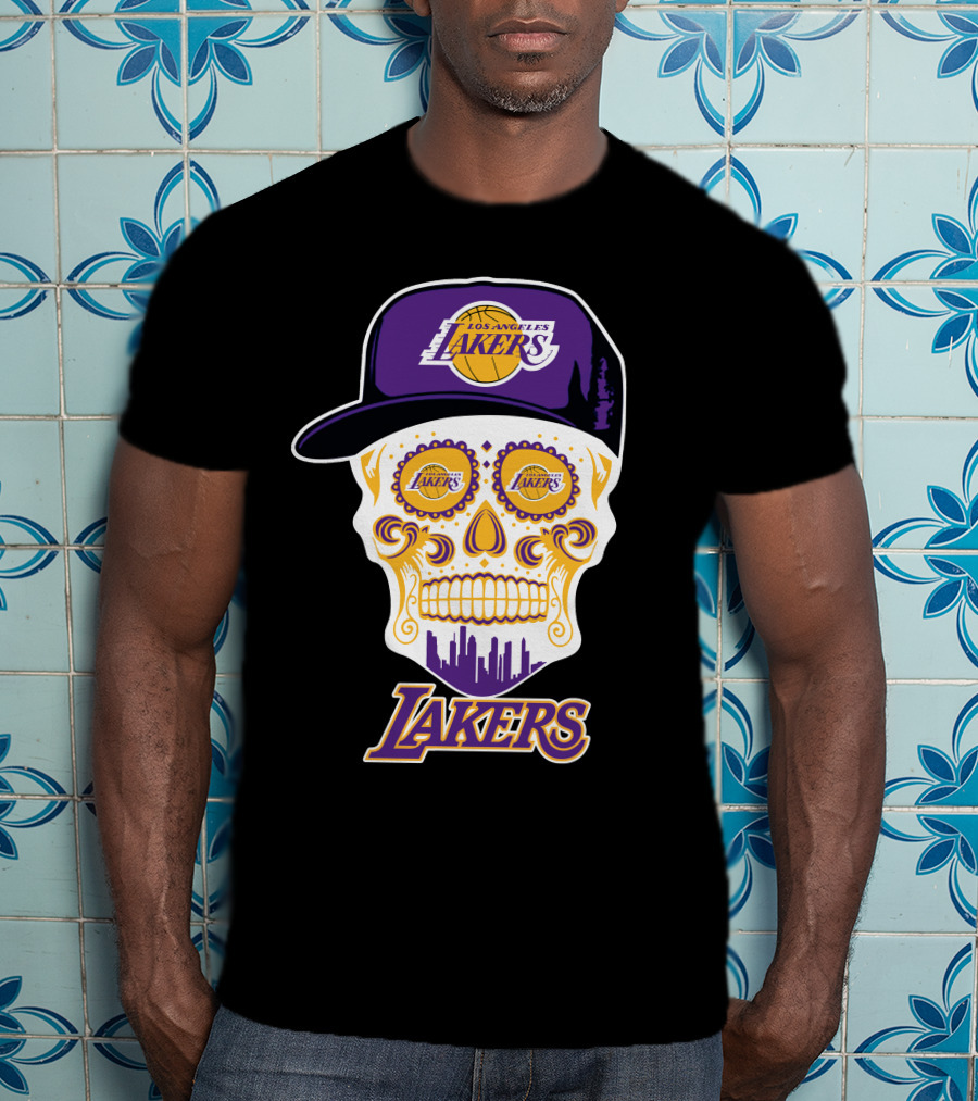 Los Angeles Lakers Skull With Hat T-Shirt