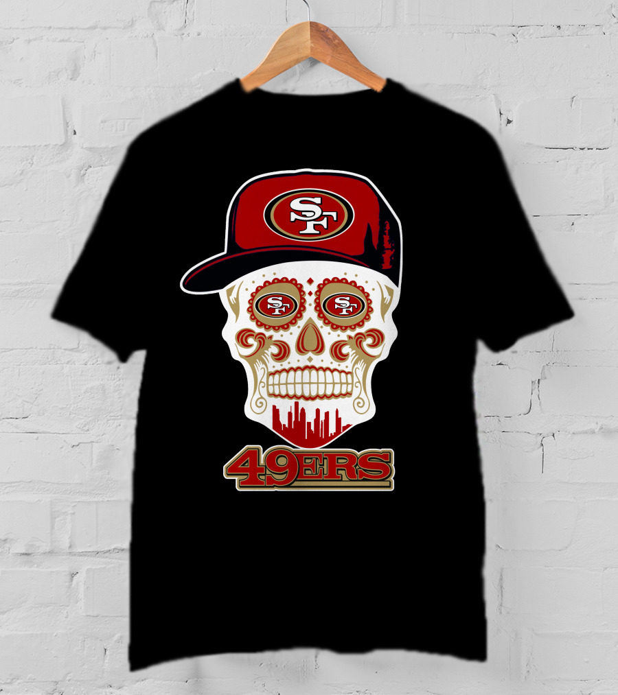49ers Skull With San Francisco Hat And Funny T-Shirt