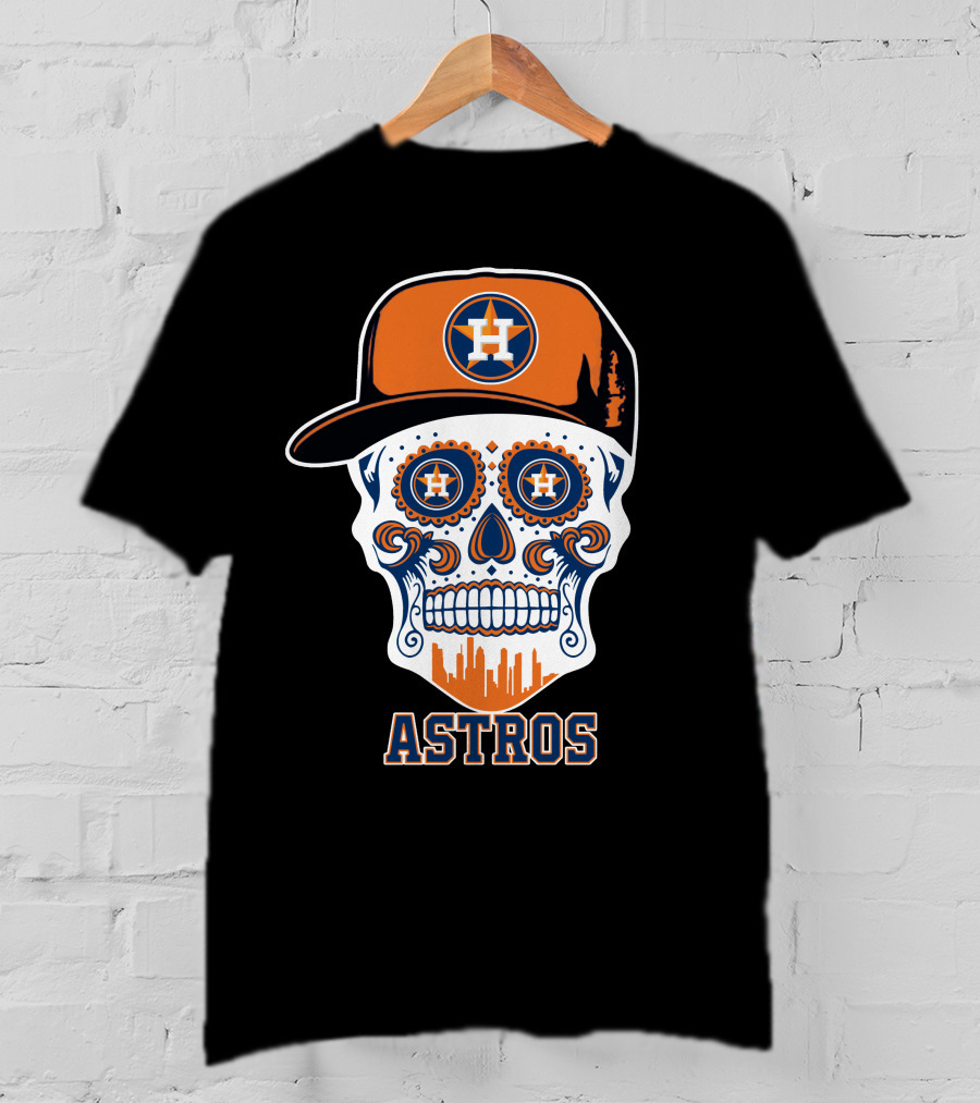 Houston Astros Skull Halloween Sugar Skull Style T-Shirt