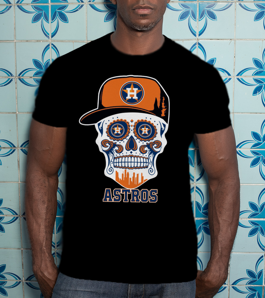 Houston Astros Skull Halloween Sugar Skull Style T-Shirt