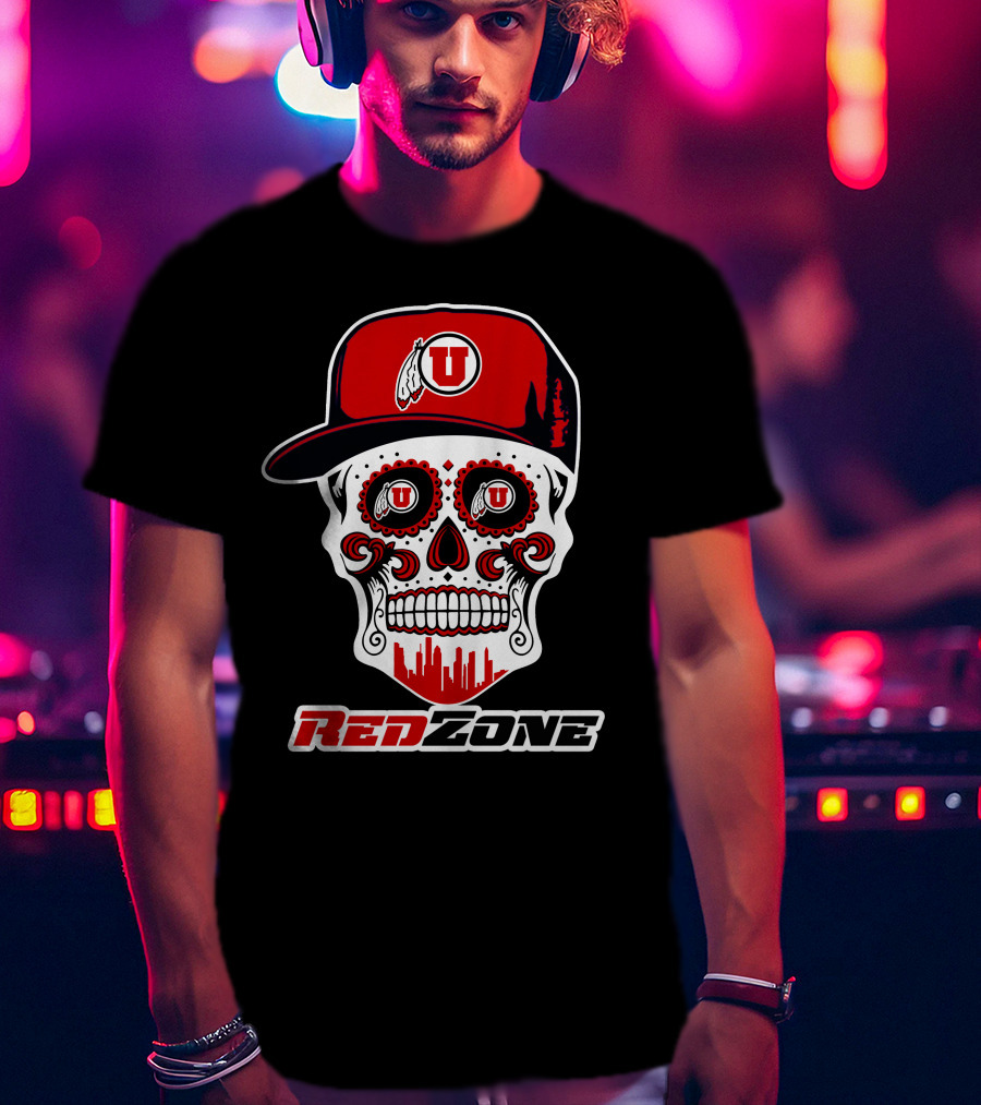 Red Zone Utah Utes Skull Cap T-Shirt