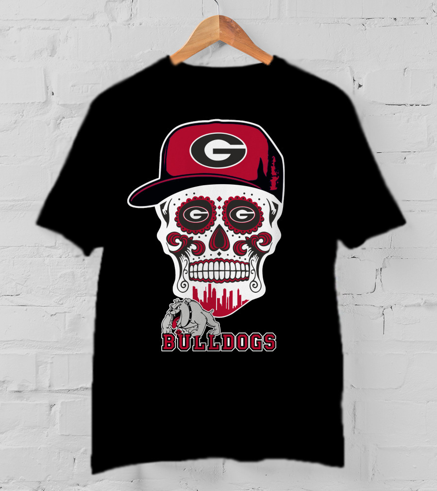 Georgia Bulldogs Sugar Skull Hat Bulldogs T-Shirt