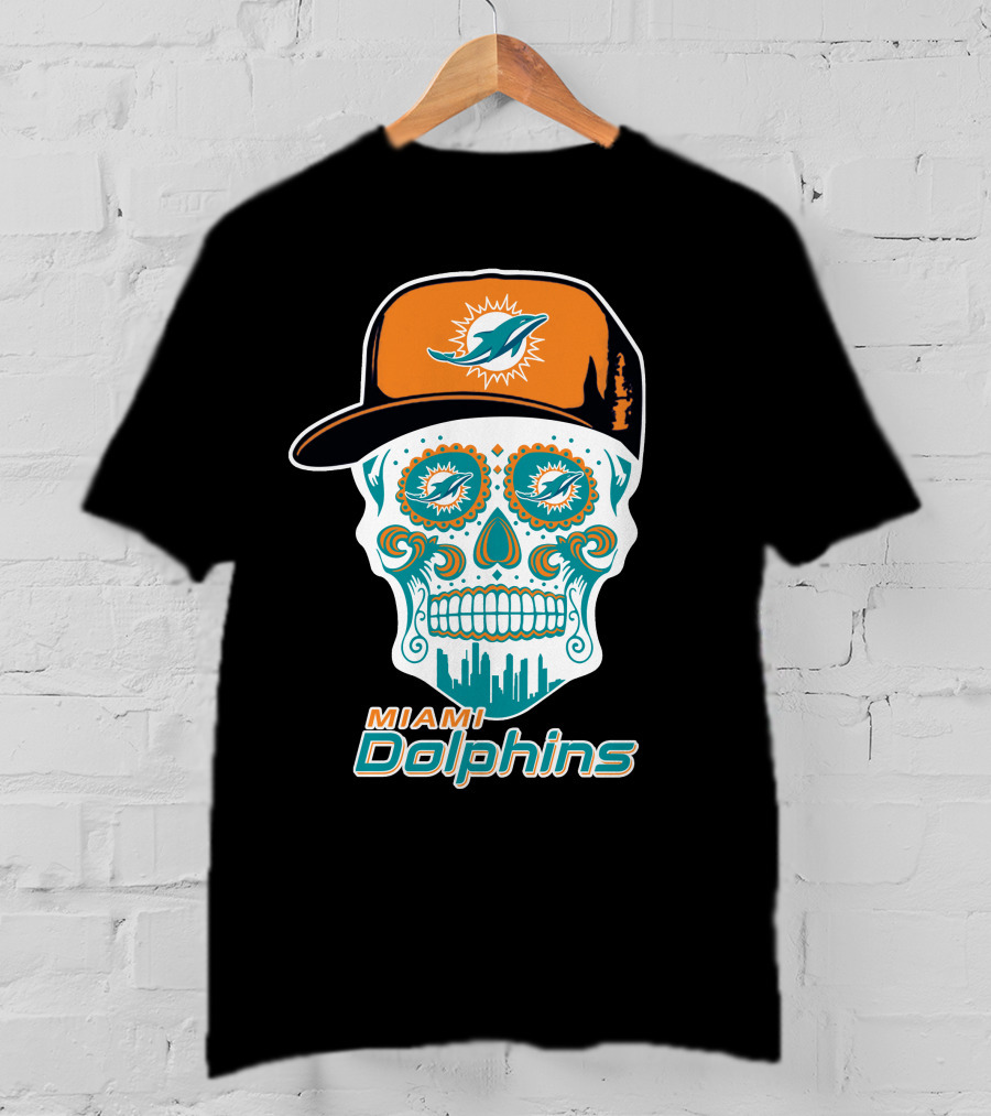 Miami Dolphins Skull With Hat T-Shirt