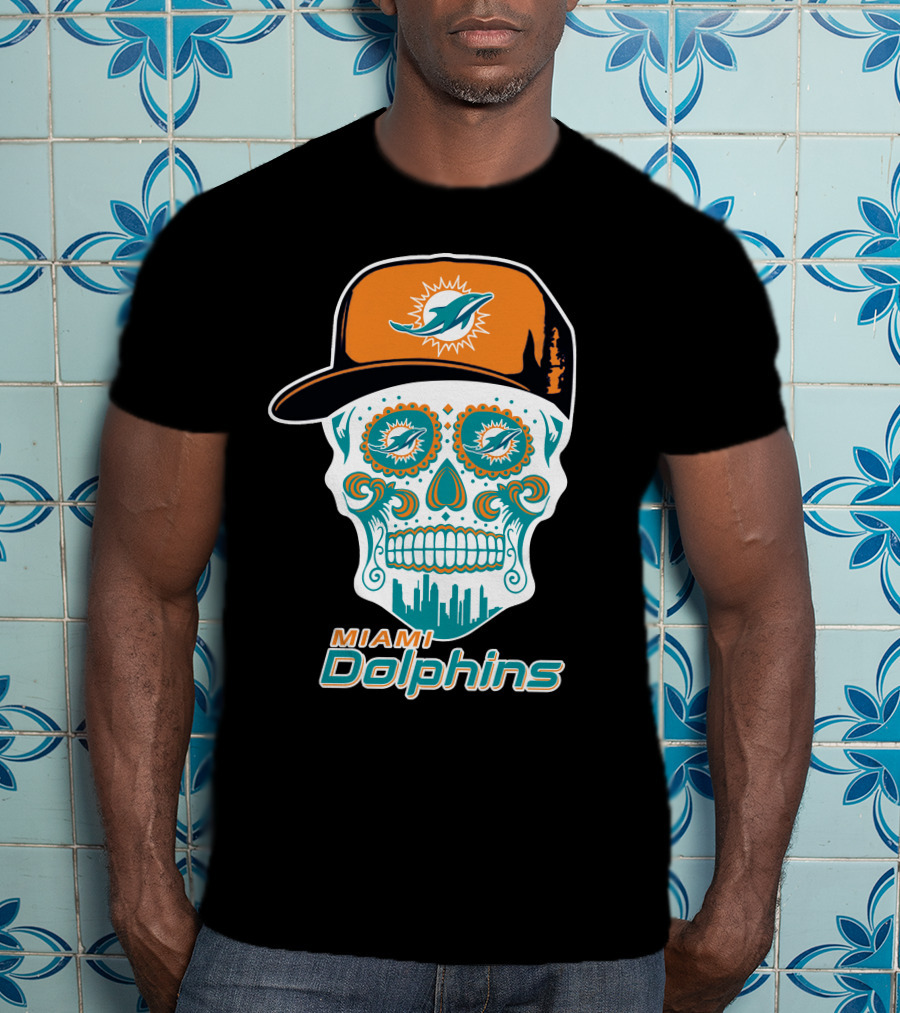 Miami Dolphins Skull With Hat T-Shirt