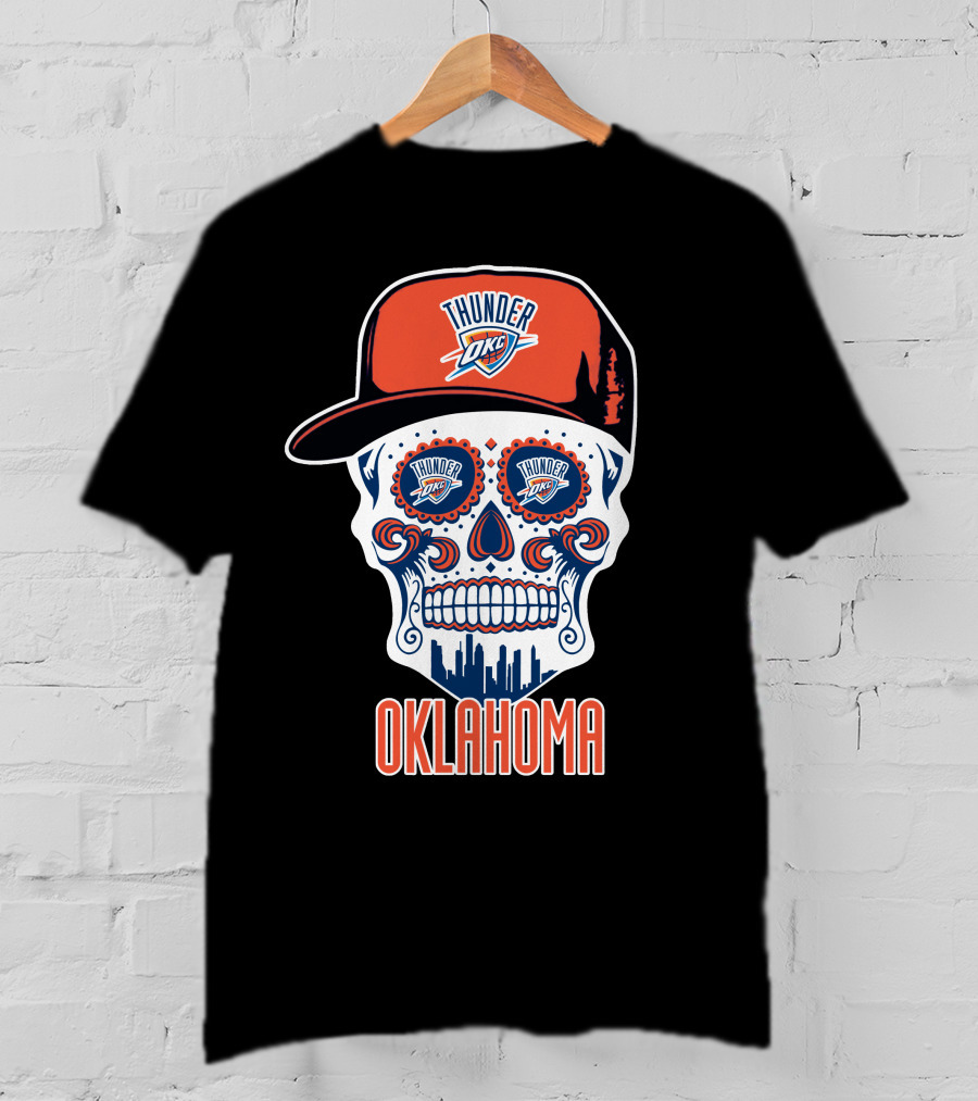 Oklahoma City Thunder Skull Cap Design With Okc T-Shirt