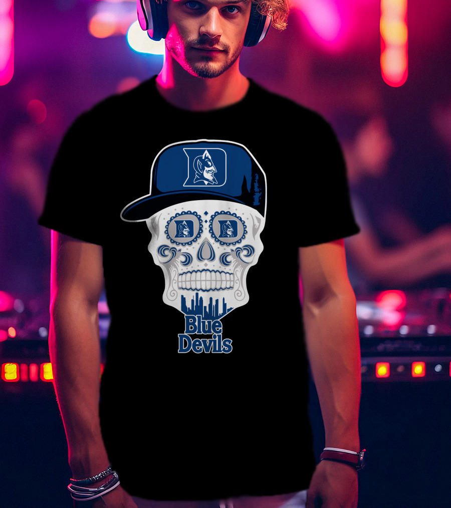Duke Blue Devils Skull Hat T-Shirt
