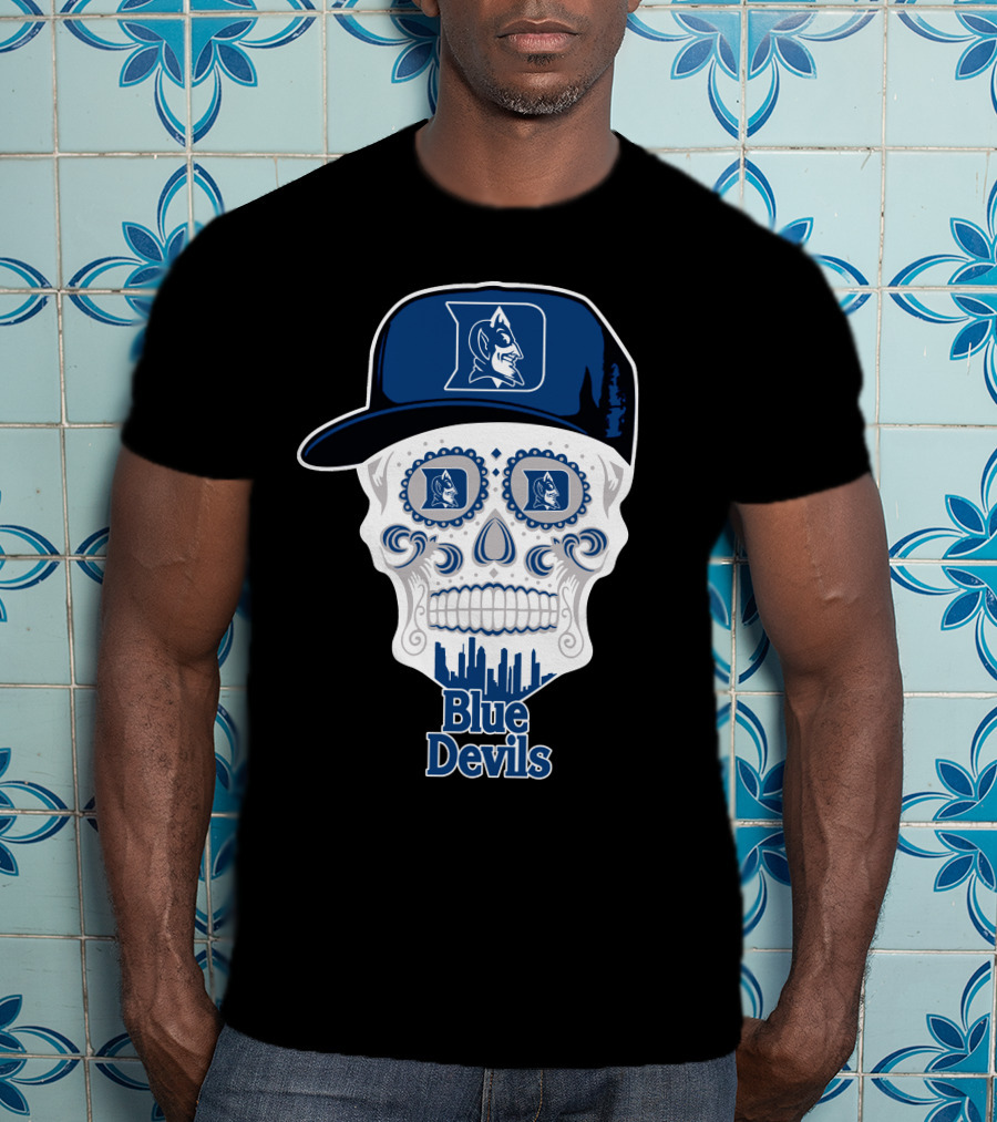 Duke Blue Devils Skull Hat T-Shirt