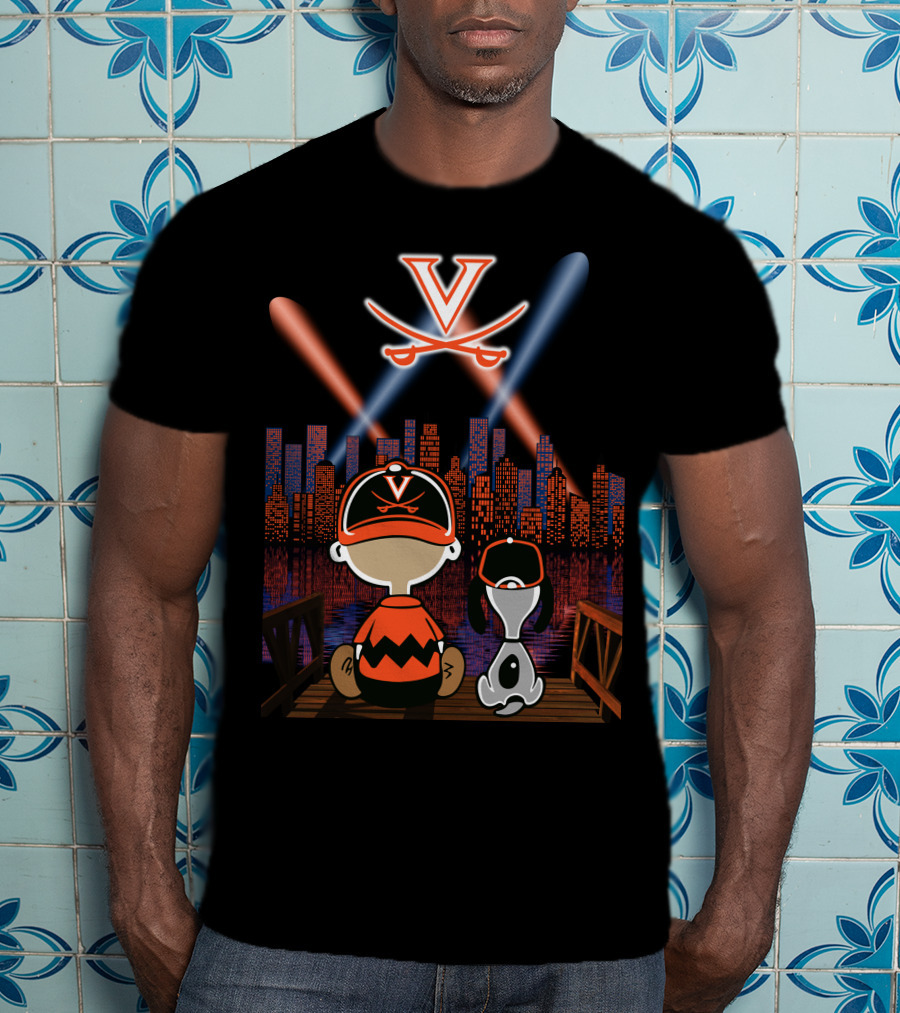 Virginia Cavaliers Snoopy City Night Skyline T-Shirt