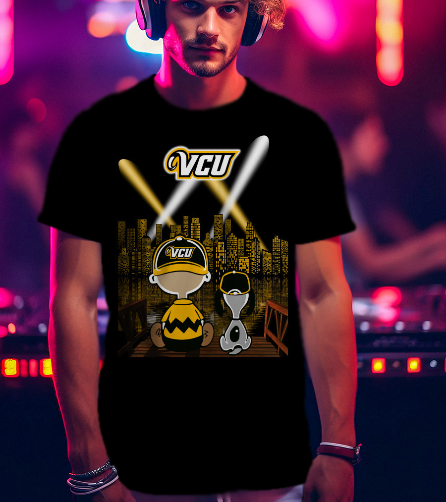 Vcu Rams Night City Skyline Baseball Cap Duo T-Shirt