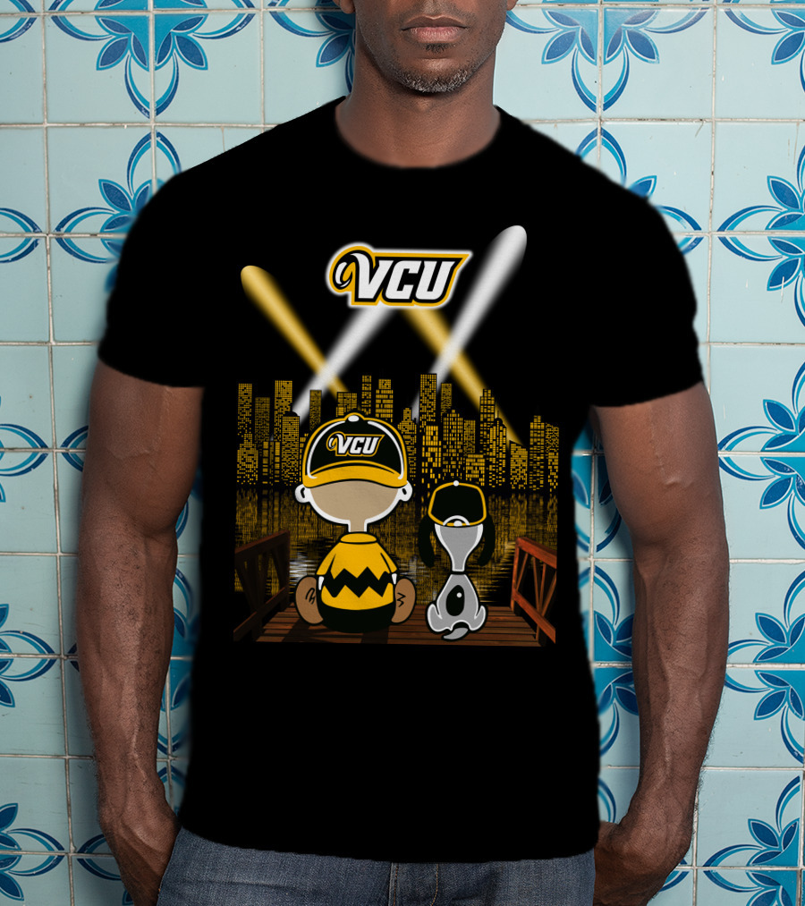 Vcu Rams Night City Skyline Baseball Cap Duo T-Shirt