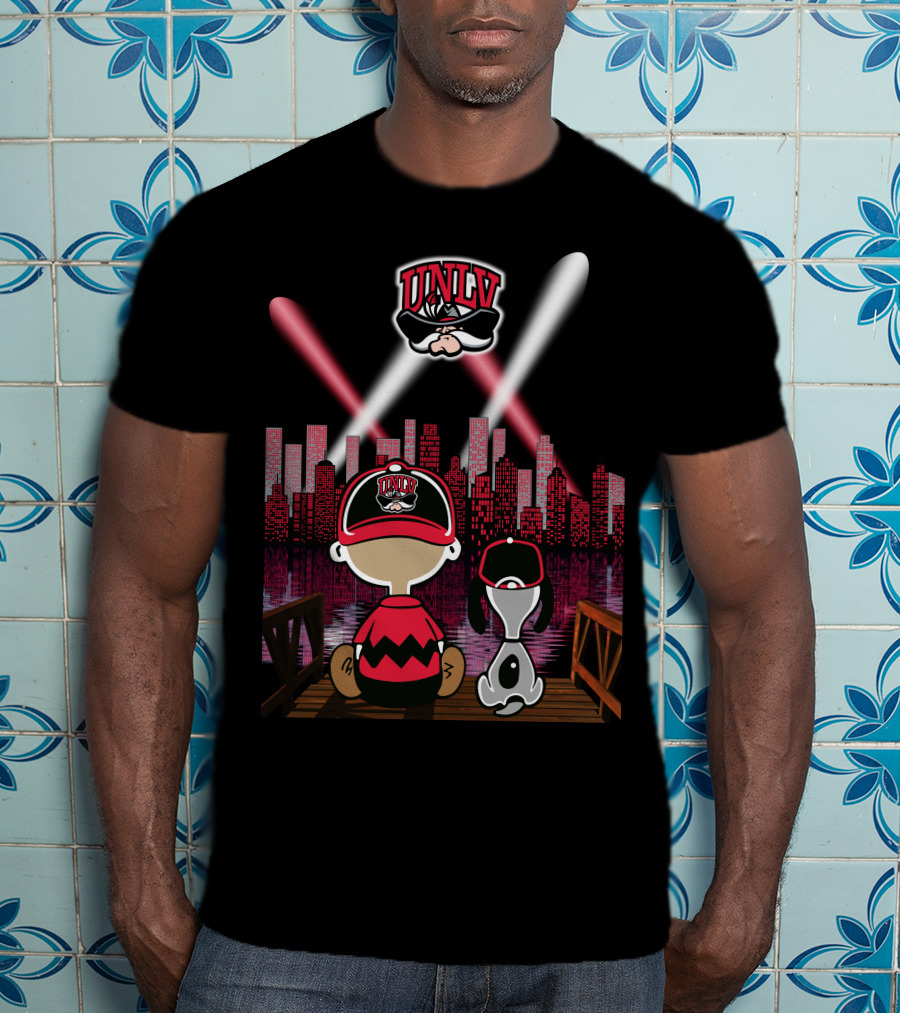 Unlv Rebels City By Night With Mascot And Skyline T-Shirt
