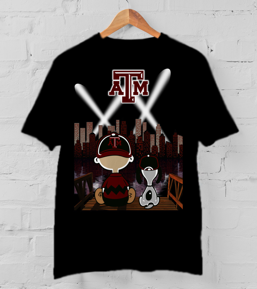 Atm Aggies City Lights With Peanuts Character At Night T-Shirt