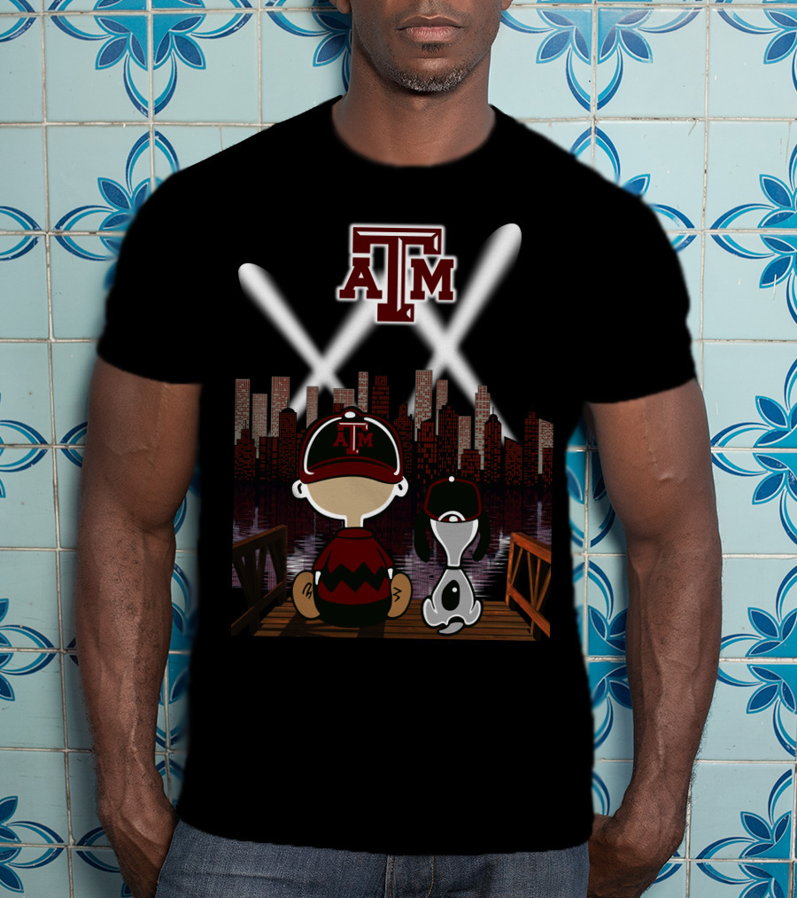 Atm Aggies City Lights With Peanuts Character At Night T-Shirt