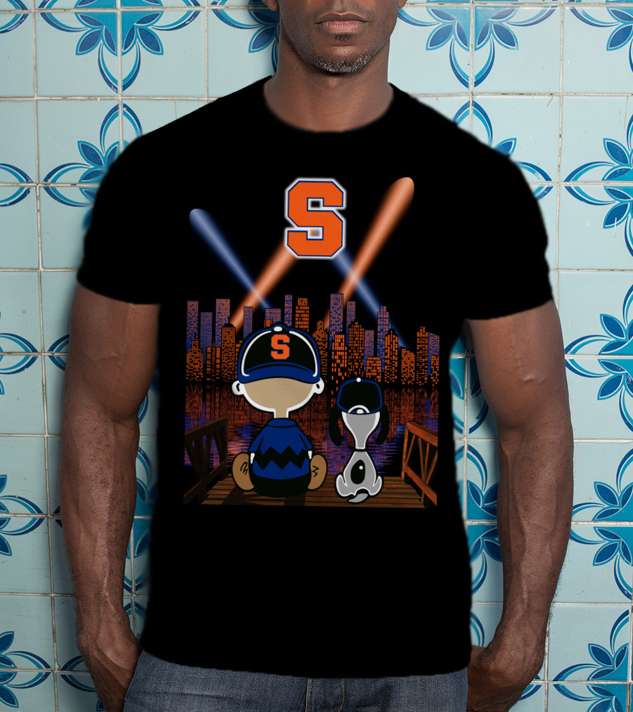 Syracuse Orange City Night Skyline With Baseball Cap And Letter S T-Shirt