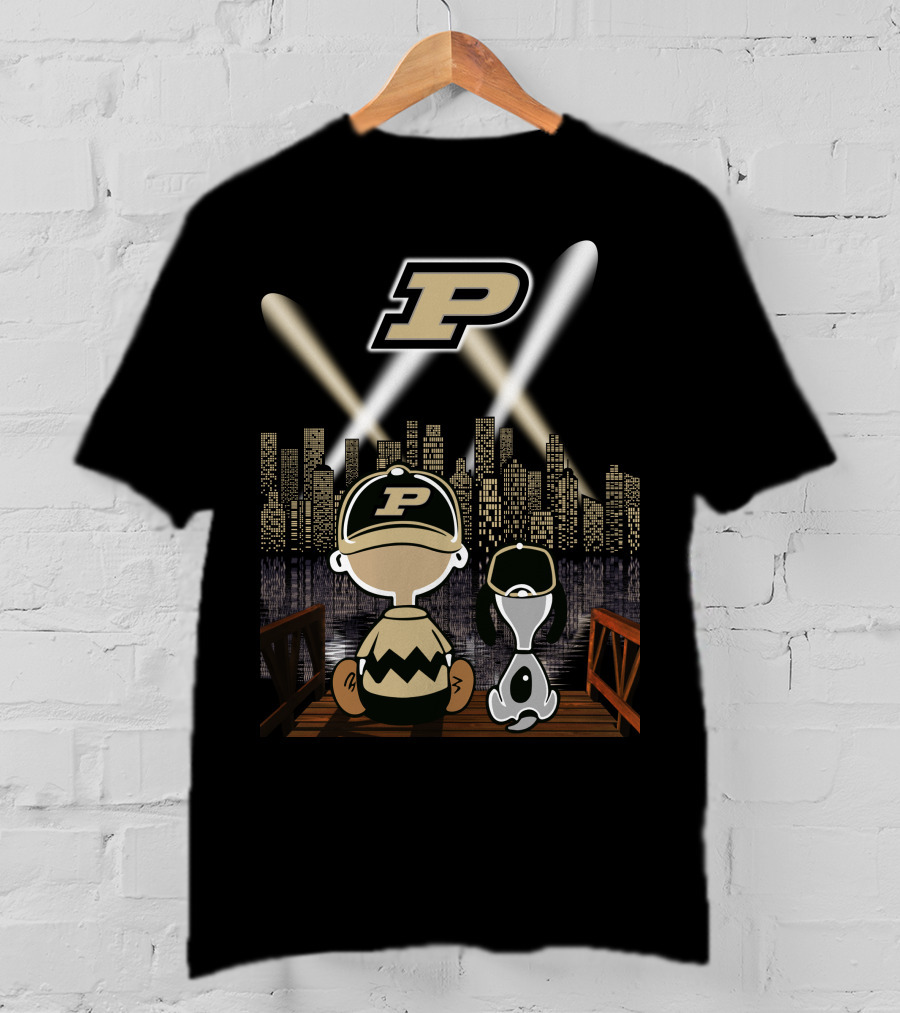 Purdue Boilermakers City Skyline With Iconic Characters And P T-Shirt