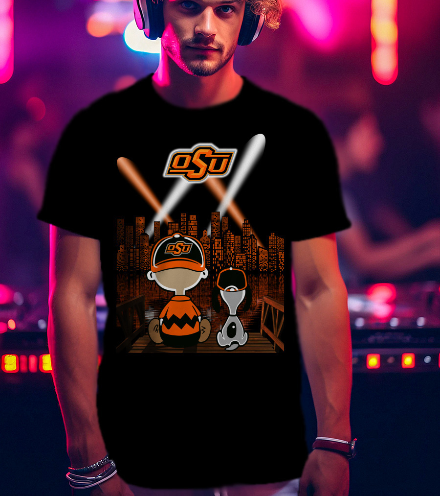 Osu Oklahoma State Cowboys Nighttime City Skyline T-Shirt