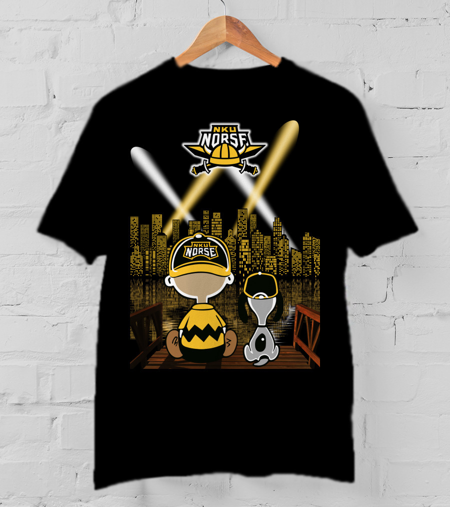 Nku Norse Skyline Fans With Dog At Night In Northern Kentucky City T-Shirt