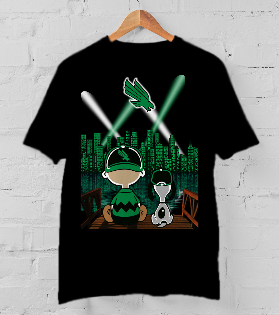 North Texas Mean Green Downtown Skyline By Night T-Shirt