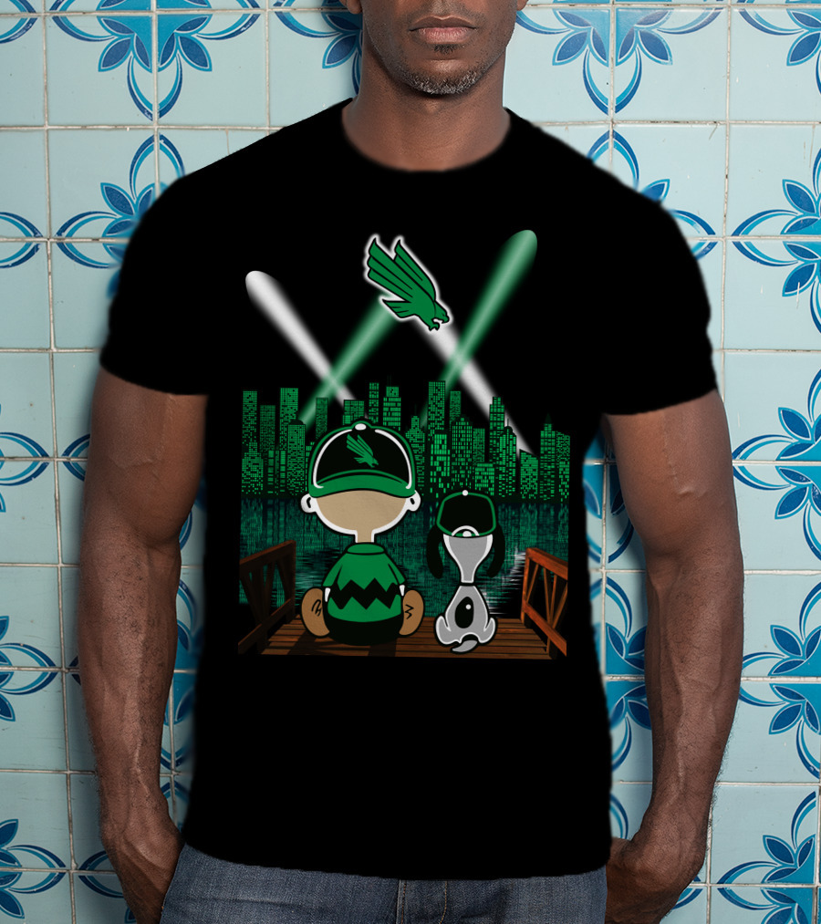 North Texas Mean Green Downtown Skyline By Night T-Shirt