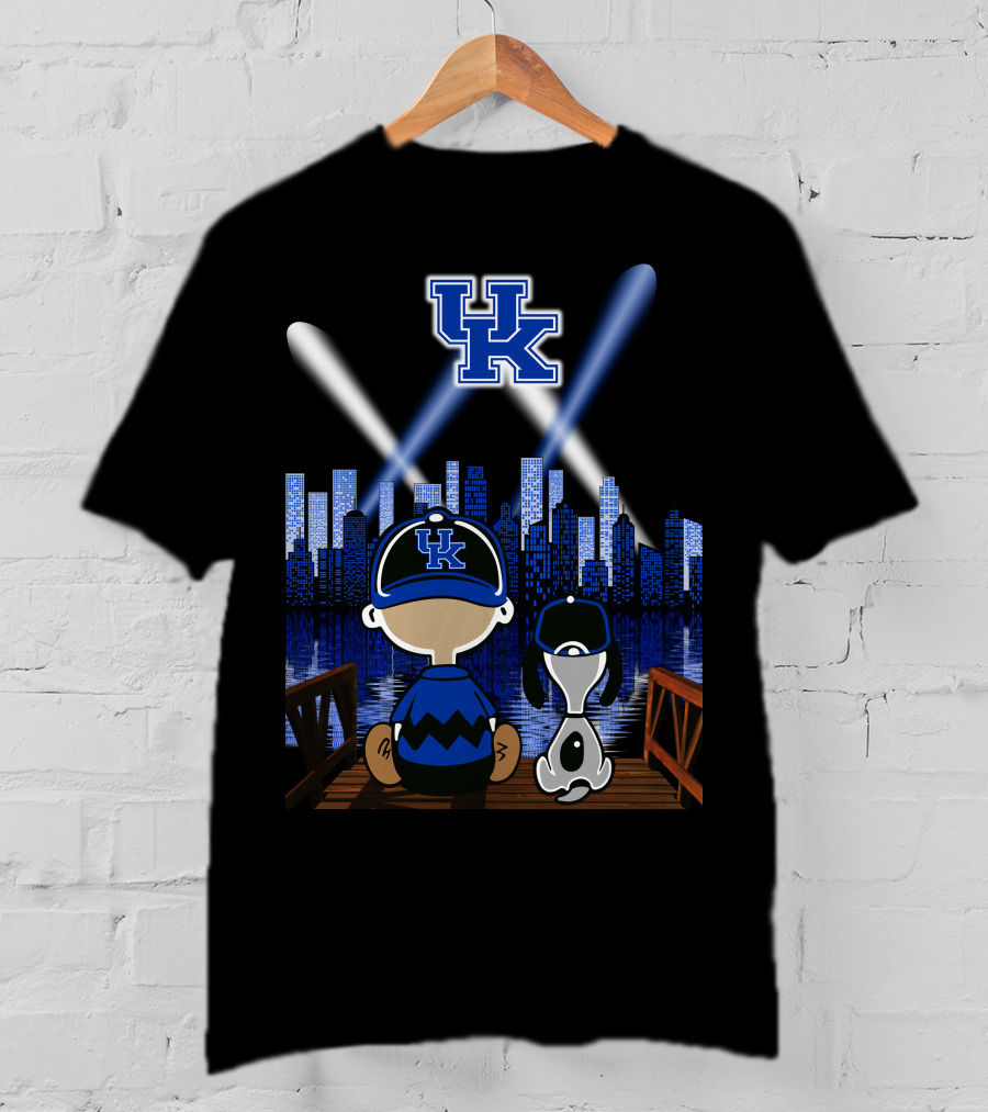 Uk Wildcats Nighttime Cityscape With Cartoon Characters T-Shirt