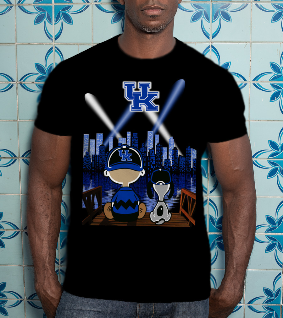 Uk Wildcats Nighttime Cityscape With Cartoon Characters T-Shirt